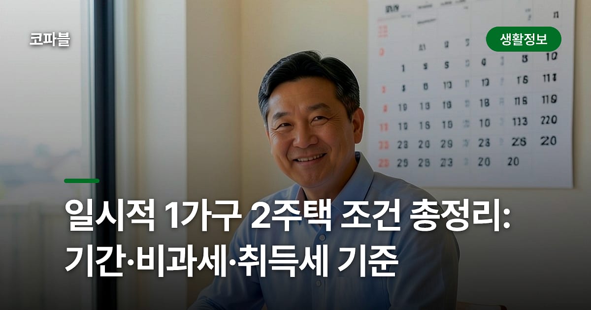 일시적 1가구 2주택 조건 총정리: 기간·비과세·취득세 기준